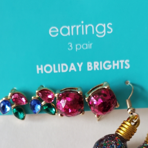 Christmas Set of 3 Pairs of Pierced Earrings New - Picture 3 of 3